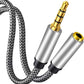 Male to Female Audio Cable 3Ft,Tan QY Male to Female for Phone Headphone Conversion Cord 3.5mm 4 Pole Audio Adapter for Tablet/PC/ PS4 and More (3Ft, Silver)