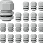 20 Pcs 3/4" NPT Nylon Cable Glands, IP68 Waterproof Adjustable Cord Grip Cable Connector Strain Relief Wire Protectors for 13-18mm Cable Diameter, Grey