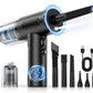 Compressed Air Duster, 100000RPM Handheld Car Vacuum/Air Blower& Pump, 3 Gear Adjustable Electric Air Duster/Car Vacuum Cleaner, Keyboard Duster with LED Light-10 Kits Air Blower for Computer(Black)