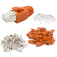 VCE RJ45 Connectors CAT7/CAT6A UL-Listed 30-Pack, Shielded Modular Plugs Gold Plated Network Ends Non-Pass-Thru with Strain Relief Boots - Orange
