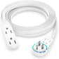 Maximm Cable 12 Ft 360° Rotating Flat Plug Extension Cord, 16/3 AWG Multi 3 Outlet 3-Prong Grounded Wire- White - UL Certified