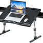 Laptop Bed Tray Table [Luxury PVC Leather], Adjustable Laptop Desk for Bed, Foldable Lap Desk for Laptop with 2 Drawers, Multifunctional Table for Working, Eating, Writing, Gaming, Drawing