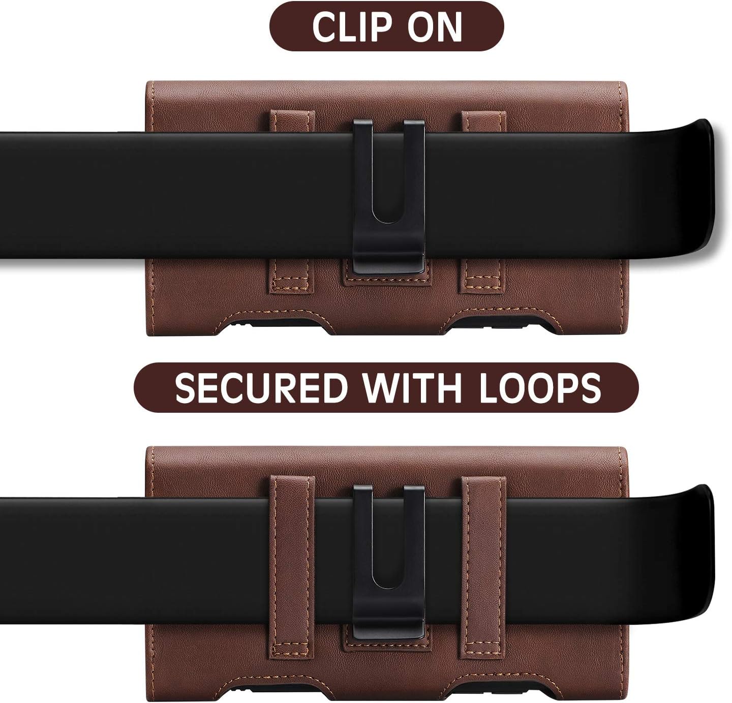 BECPLT Galaxy S24 FE S23 S21 5G Belt Case for Samsung S24+ S23+ S22+ S21+ Leather Pouch Holster With Belt Clip Loops S20 FE S20 Plus S10 S9 S8 (Brown)