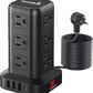15FT USB C Power Strip Surge Protector Tower, Mini Power Strip Tower Travel 12 AC 4 USB Power Strip with USB Ports, Overload Protection for Home Office