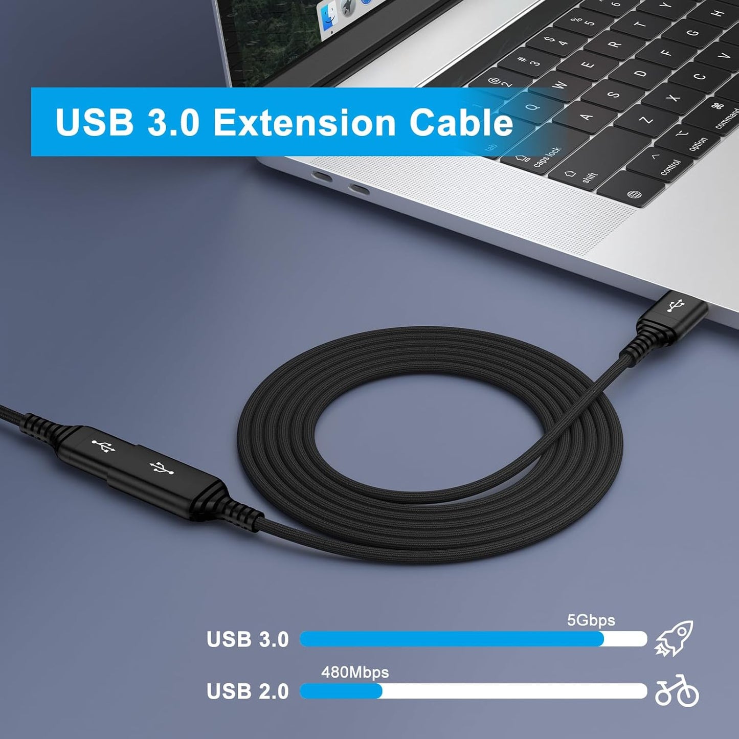 USB Extension Cable 6FT, 2 Pack USB Extender High Speed USB3.0 Extension Cord Type A Male to Female Extender Cord for Webcam,Camera,Printer,Headset,Keyboard,Flash Drive,Mouse,Xbox,PS4,Hard Driver,Hub
