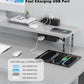 Dual Layer Desk Clamp Power Strip, Desktop Edge Mount Surge Protector with 4 USB Ports(2 USB-C) & 15 AC Outlets, Ultra Thin Flat Plug & 5FT Power Cord for Office Home(ETL Listed)