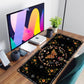 Moth Desk Pad Mushroom Phase Moon Phase Desk Mat, Boho Flowers and Leaves Computer Big Mouse Pad Washable Cloth Non-Slip Rubber Base Keyboard Pad Mouse Mat for Office with Stitched Eges 31.5x15.7 in