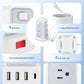 Power Strip Surge Protector, 10 Ft Extension Cord with 12 AC Multiple Outlets 4 USB (1 USB C), SMALLRT Power Tower Desktop Charging Station (White, 6.5 FT)