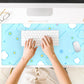 Kawaii Pastel Blue Star Grid Desk Pad, Large Gaming Mousepad & Keyboard Mat, XXL Office Desk Decor for Women, 31.5"x15.75"
