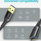 AINOPE 2 Pack USB Extensions Cable High Speed USB 3.0 Extension Cord Type A Male to Female Sturdy Braided Material Fast Data Transfer Compatible with USB Keyboard,Mouse,Flash Drive,Black,3.3FT+3.3FT