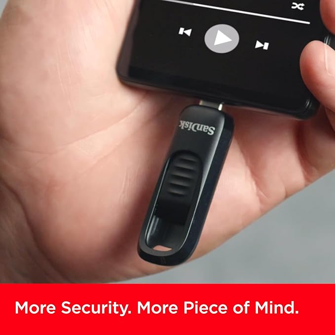 SANDISK 256GB Ultra Slider USB Type-C Flash Drive - Up to 400MB/s, USB 3.2 Gen 1, Retractable Connector - SDCZ480-256G-G46