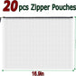 AUSTARK 20 Pcs Zipper File Bags, Plastic Mesh Pouch, Board Game Storage Bag, Waterproof Bags for Office School (A3 Size 16.9''x12'', White and Black)