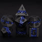 Metal DND Polyhedral Dice,Large Stripe Glitter Metallic Dice Set,Antique Silver Dice 7pcs Set for Role Playing Games(Pearl Gun Purple)