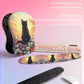 Hokafenle 2in1 Combination, Wave Keyboard Wrist Rest and Ergonomic Curvature Mouse Pad Wrist Support for Relieve Wrist Pain, Filled with Soft Cushion Memory Foam, Wishing Cat