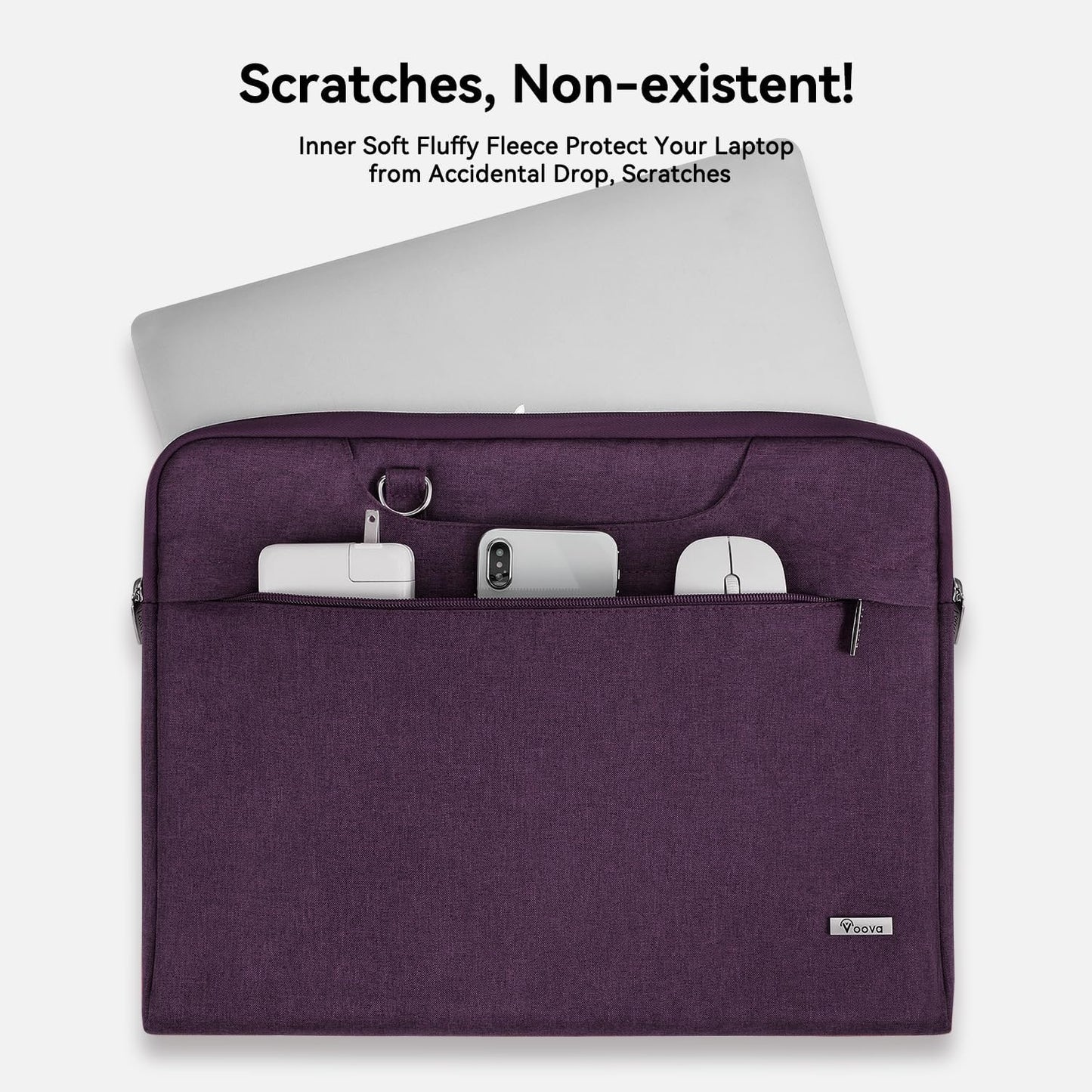 Voova Laptop Bag 17 17.3 Inch Water-resistant Laptop Sleeve Case with Shoulder Straps & Handle, Computer Case Cover Slim Briefcase Compatible with 17-18” Hp Dell Asus Acer, Dark Purple