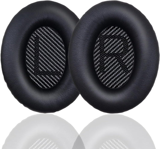 Replacement Earpads Cushions for Bose QuietComfort 35 & Quiet Comfort 35 II, Headphones Ear Covers Ear Pads for Bose QC35/QC35II/25/15 QC2 / Ae2 / Ae2i / Ae2W / Sound Link/Sound True-Black&Black