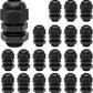 20 Pcs 3/8" NPT Nylon Cable Glands, IP68 Waterproof Adjustable Cord Grip Cable Connector Strain Relief Wire Protectors for 5-9mm Cable Diameter, Black