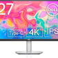 Dell S2722QC Monitor - 27 inch 4K USB-C , UHD (3840 x 2160) Display, 60Hz Refresh Rate, 8MS Grey-to-Grey Response Time, Built-in Dual 3W Speakers, 1.07 Billion Colors - Platinum Silver