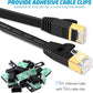 Cat 7 Flat Ethernet Cable 15ft Black, High Speed 10GB Shielded (STP) LAN Internet Network Cable Ethernet Patch Computer Cable with Rj45 Connectors and 5pcs Adhesive Cable Clips