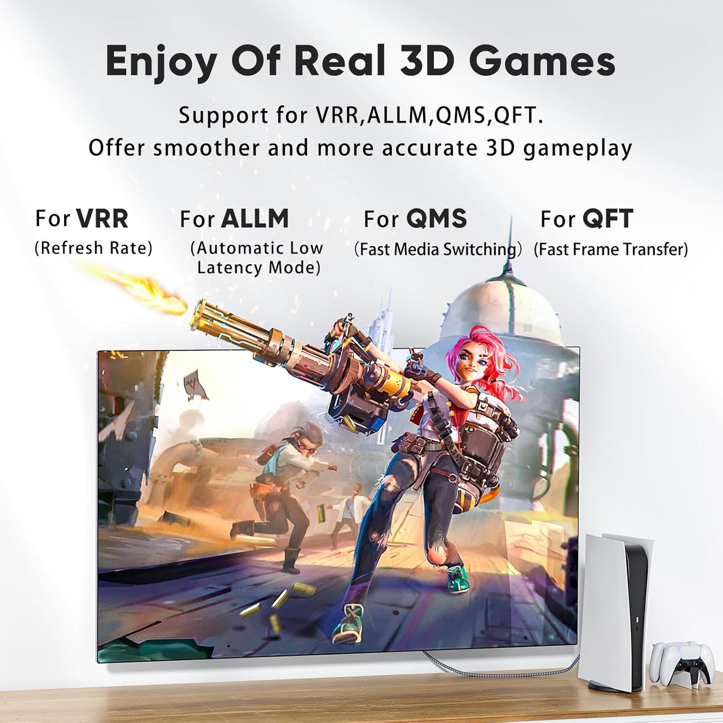 ARISKEEN 8K HDMI Cable 1.5 FT, 48Gbps High Speed HDMI 2.1 Cable, 8K 60Hz, 4K 120Hz 144Hz Braided HDMI Cord - 1.5 Feet