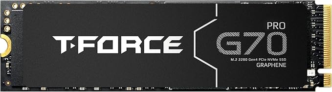 TEAMGROUP T-Force G70 PRO Graphene Heatsink 1TB DRAM SLC Cache 3D TLC NAND NVMe InnoGrit PCIe Gen4x4 M.2 2280 Gaming Internal SSD Works with PS5 Read/Write 7400/5500 MB/s TM8FFH001T0C129