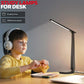 Honeywell Desk Lamp for Home Office, Dimmable LED Desk Light with USB A+C Dual Charging, 4 Modes Brightness Touch Lamp with Timer, Eye Caring Foldable Reading Light, Table Lamp for Study Nightstand