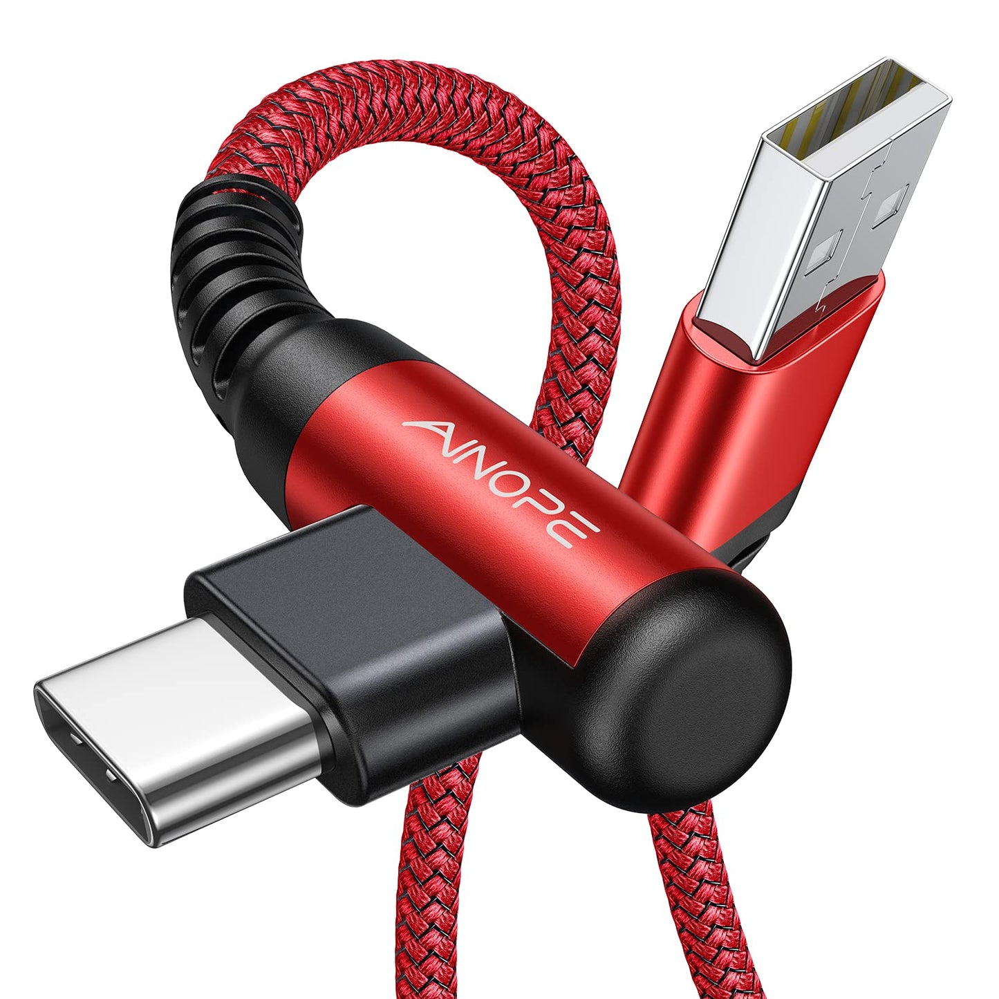 AINOPE USB C Fast Charging Cable 3.1A Right Angle 10ft/3m USB to USB C Cable, Durable Nylon Braided Type C Cord Compatible with Galaxy S10 S9 S8 Plus, A51 A11 A10 A20, V50 V40 G8 G7