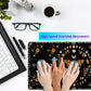 Moth Desk Pad Mushroom Phase Moon Phase Desk Mat, Boho Flowers and Leaves Computer Big Mouse Pad Washable Cloth Non-Slip Rubber Base Keyboard Pad Mouse Mat for Office with Stitched Eges 31.5x15.7 in