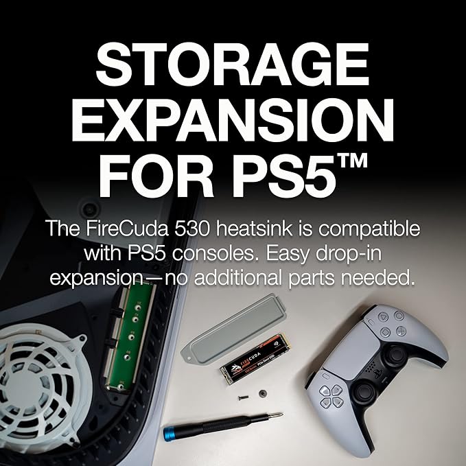Seagate FireCuda 530 2TB PCIe Gen4 NVMe SSD - 7300MB/s, PS5 Compatible, 1275TBW, 3yr Rescue