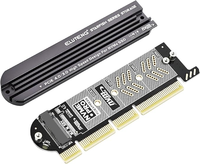 ELUTENG NVMe PCIe 4.0 Adapter NVMe M.2 SSD to PCIe X4/X8/X16 Card with Aluminum Heat Sink M.2 to PCI-Express SSD Expansion Card Support 2230 2242 2260 2280 Max 4TB for Windows/Linux/Moc os