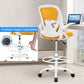 Primy Drafting Chair Tall Office Chair with Flip-up Armrests Executive Ergonomic Computer Standing Desk Chair with Lumbar Support and Adjustable Footrest Ring (Mustard)