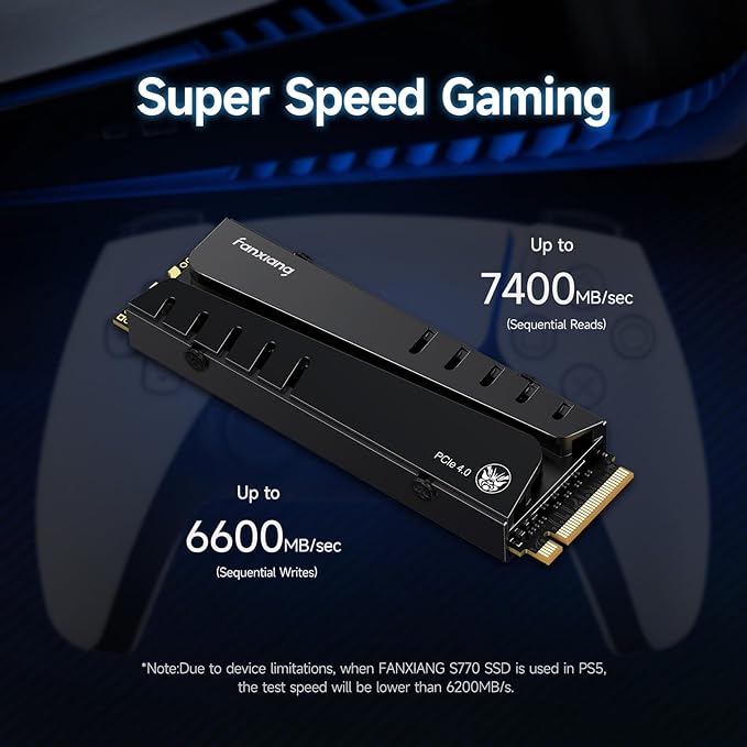 fanxiang S770 4TB NVMe M.2 SSD for PS5 - with Heatsink and DRAM, Up to 7300MB/s, PCIe 4.0, Suitable for PS5 Memory Expansion, Game Enthusiasts, IT Professionals
