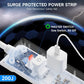 10 Ft Power Strip Surge Protector with USB Ports, Flat Plug Extension Cord, 5 AC Outlets and 3 USB Charging Ports, Wall Mountable, ETL Listed – White for Home, Office, Dorm