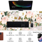 Pink Flowers Keyboard Pad PC Gaming Desk Mat Desk Mouse Pads Green Leaves Floral Mouse Pad Large, Computer XL Big Mousepad Deskpad Mat with Stitched Edge for Women Home Office Decor 31.5x11.8 in
