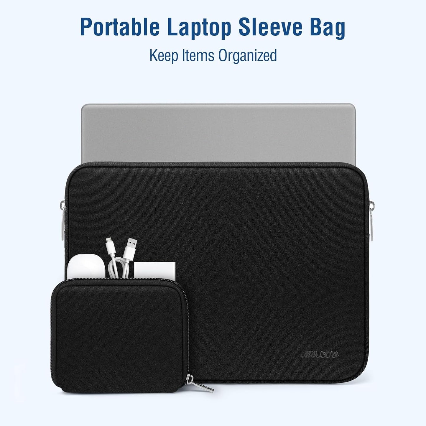 MOSISO Laptop Case 12.3 inch, 11.6-12.3 inch Laptop Sleeve Bag Compatible with MacBook Air 11.6, Acer HP Dell Lenovo Samsung ASUS, Surface Pro, Neoprene Computer Sleeve Bag with Small Case, Black