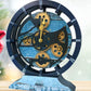 The Gears Clock Desk Clock 10 inches with Real Moving Gears Convertible into Wall Clock (Ocean Blue)