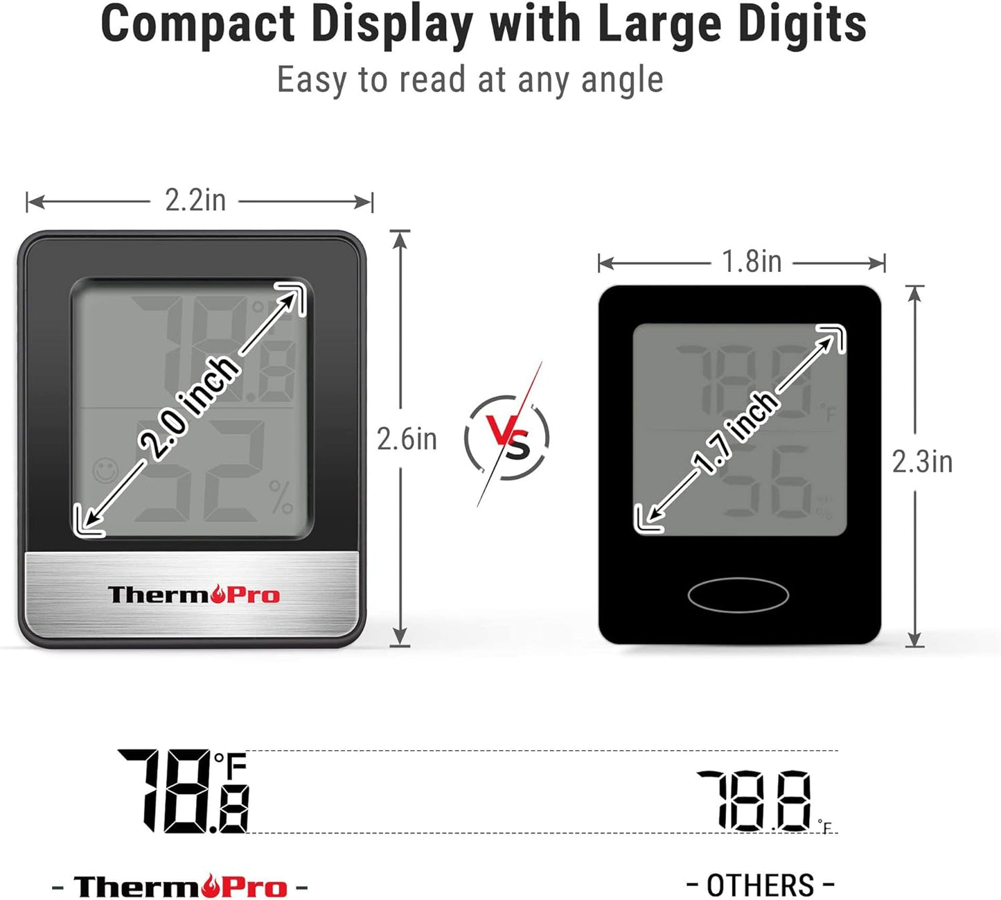 ThermoPro TP49 2 Pieces Digital Hygrometer Indoor Thermometer Humidity Meter Room Thermometer with Temperature and Humidity Monitor Mini Hygrometer Black Weather Station