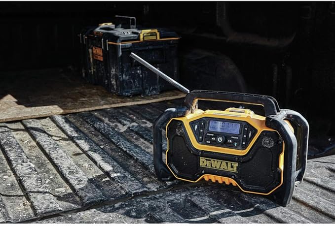 DEWALT 12V/20V MAX Portable Bluetooth Radio, Cordless, 100 ft Range, 3.5” Subwoofers, Jobsite (DCR028B)