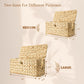 Wicker Cable Management Box with Lid, Set of 2 Handwoven Water Hyacinth Cords Hider Boxes for TV, Computer, Router, USB Hub to Hide Cords & Power Strip for Desk, Floor, Office