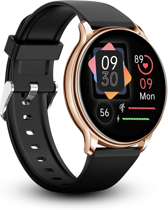 Alphagear JULIET Smartwatch for iPhone & Android, Style Smart Watch (Answer/Make Call), Wellness Tracker with 1.32" AMOLED Screen, uo to 10 days battery (2xScreen Protector and 1x extra band included)