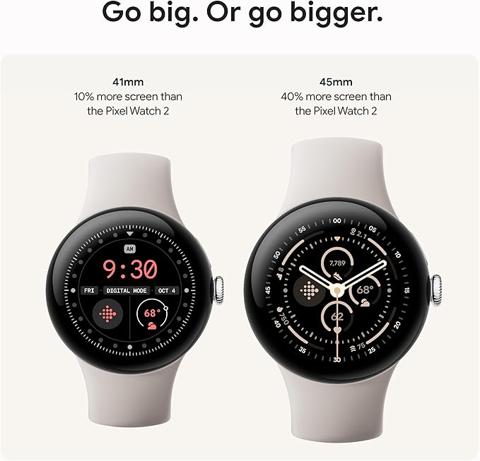 Google Pixel Watch 3 (41mm) Latest Model - Android Smartwatch - Champagne Gold Aluminum Case - Hazel Band - LTE (Renewed)