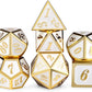 DnDnD White with Gold Number DND Dice Sets,Solid Metal Die with Free Gorgeous Metal Tin for Dungeons and Dragons D&D Role Playing Game Tabletop Games