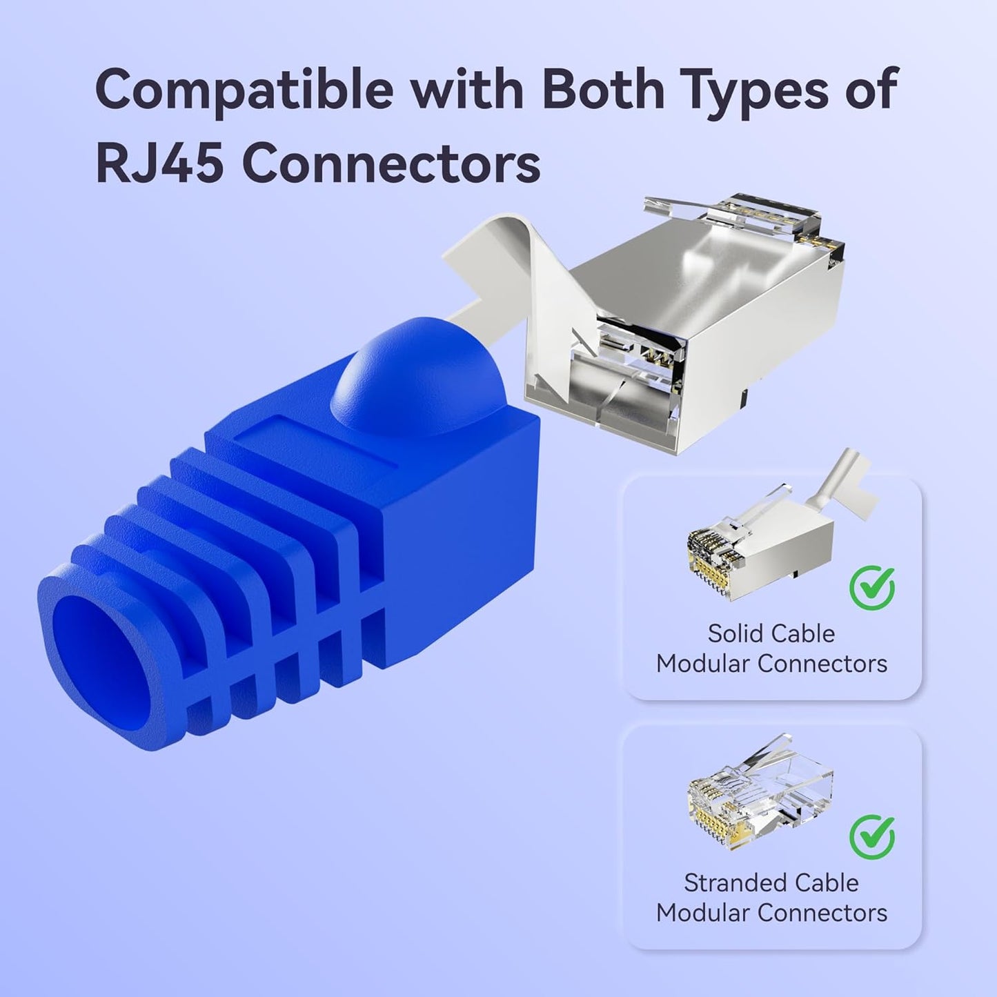 CableGeeker 100-Pack Cat6 / Cat5e RJ45 Strain Relief Boots, RJ45 Boot, Cat 6 Boot, Cat6 Ethernet Boots, Suitable for 6.5mm(0.26in) Ethernet Cables (Round-Press Multicolor)