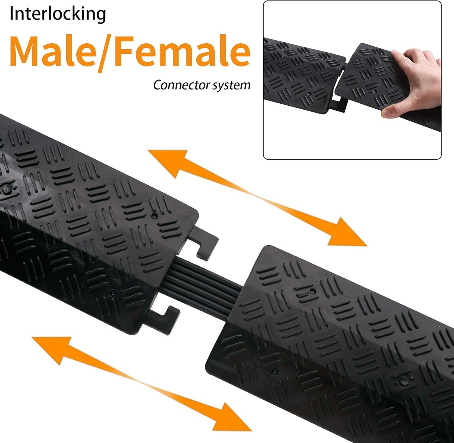 Small 3 Pack - Floor Cord Cover Cord Protector Drop Over Drop Trak Cable Ramp for Office Warehouse - Black