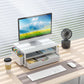 gianotter Wood Monitor Stand Riser, Office Desk Shelf Organizer, Desk Organizer with Drawer and Pen Holder, 2-Tier Computer Stand, Office Organization (Matte White)