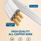 DEWENWILS Heavy Duty 6FT Extension Cord with 3-Prong Flat Plug, 15A/1875W 14/3 SPT-3 Flat Wire, Space Saving for Home Office Appliances & Electronics, ETL Listed, 2 Pack, White