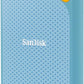SANDISK 4TB Extreme Portable SSD - Up to 1050MB/s, USB-C, USB 3.2 Gen 2, IP65 Water and dust Resistance, Updated Firmware, Sky Blue - External Solid State Drive - SDSSDE61-4T00-G25B