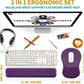 Hokafenle 2 in 1 Ergonomic Mouse Pad Wrist Support & Wrist Rest for Computer Keyboard Set, with Relieve Carpal Tunnel Pain Massage Bulge and Full Memory Gel Design (2In1 Set, Dark Purple)