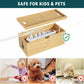 Bamboo Cable Management Box, Medium Cord Organizer Box Cable Box to Hide Wires & Power Strips for Desktop Storage Cord Holder for Office Home,No Assembley Required
