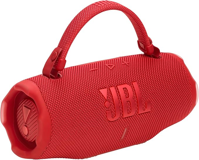 JBL Charge 6 - Portable Waterproof & Drop-Proof Bluetooth Speaker, Bold JBL Pro Sound with AI Boost, 28Hrs of Playtime, Built-in powerbank & Comes with a Sturdy/Removable Carrying Strap (Red)
